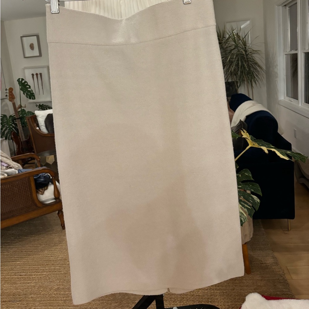LOFT Cream Pencil Skirt with slit